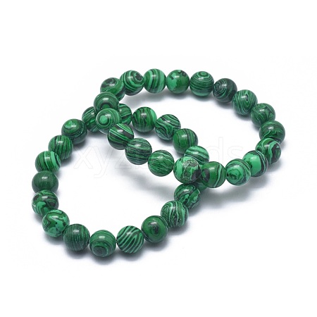 Synthetic Malachite(Dyed) Bead Stretch Bracelets BJEW-K212-B-031-1