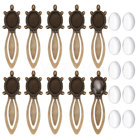 10Pcs Tibetan Style Tortoise Bookmark Cabochon Settings TIBE-ME0001-10-1