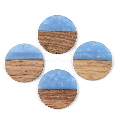 Opaque Resin & Walnut Wood Pendants RESI-S389-025A-C01-1