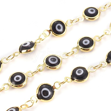 Handmade Evil Eye Lampwork Link Chains CHC-F009-01B-G01-1