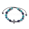 Synthetic Turquoise Braided Bead Bracelets for Women Men BJEW-JB11138-03-1