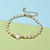 Natural White Shell Star Link Bracelets BJEW-JB05780-02-5