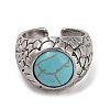 Round Synthetic Turquoise Cuff Rings RJEW-B040-05AS-3