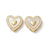 Brass Micro Pave Clear Cubic Zirconia Heart Multi-Strand Links KK-B083-14G-1