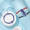 Glass Hamsa Hand with Evil Eye Braided Bead Bracelet for Women BJEW-JB09397-5