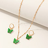 Butterfly Alloy Resin Pendant Necklaces & Hoop Earrings Sets for Women WGFA008-05-1