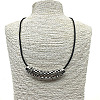 Hollow Curved Bar Zinc Alloy Pendant Necklace with Cords PR7469-2