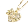 304 Stainless Steel Heart Pendant Necklaces with Cubic Zirconia NJEW-H029-01G-U-1