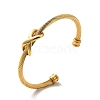 Ion Plating(IP) 304 Stainless Steel Infinity Beaded Twist Rope Open Cuff Bangle for Women BJEW-P283-08G-3