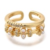 Rack Plating Brass Micro Pave Cubic Zirconia Open Cuff Rings for Women RJEW-S244-03G-A-2