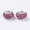 Light Rose Rondelle Glass and Resin Rhinestone Large Hole European Beads X-MPDL-14D-47-2