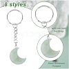 8Pcs 8 Styles Moon Gemstone Keychains KEYC-FH00002-5