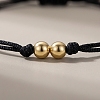 Adjustable Brass Round Bead Polyester Braided Cord Bracelets for Women ZQ0354-1-4