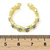 Brass Micro Pave Cubic Zirconia Enamel Cuff Rings for Women RJEW-L113-029G-5