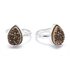 Electroplate Natural Druzy Quartz Crystal Finger Rings RJEW-I055-05P-RS-3