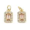 Brass Micro Pave Cubic Zirconia Charms KK-C051-11G-03-1