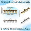 120Pcs 2 Colors Tibetan Style Alloy Chandelier Components Links FIND-GO0003-39-2