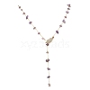 Natural Amethyst Chip Handmade Link Chain Necklaces NJEW-JN05811-01-2