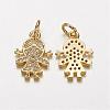 Electrophoresis Brass Micro Pave Cubic Zirconia Charms ZIRC-P047-14G-1