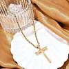 Religion Cross 304 Stainless Steel Pendant Rope Chain Necklaces NJEW-L157-09G-3