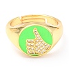 Adjustable Real 18K Gold Plated Brass Enamel Finger Ringss RJEW-L071-26G-2