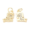 Brass Micro Pave Clear Cubic Zirconia Charms ZIRC-B010-35G-2