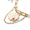 Alloy Enamel Flower & Bee & Butterfly Charm Bracelet with Paperclip Chains BJEW-JB08702-4