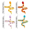 4Pcs 4 Colors Snake Golden Cuff Rings for Women RJEW-SZ0001-04B-7