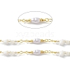 Brass Glass Bead Link Chains with ABS Imitation Pearl Beads CHS-P016-39G-04-2