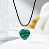 Synthetic Malachite Heart Pendant Black Cord Necklaces NI9317-2-1