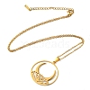 201 Stainless Steel Moon Pendant Necklace with Cable Chains NJEW-Q317-32G-1