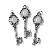 Key Brass Natural Rose Quartz Big Pendants KK-D361-01AS-33-1