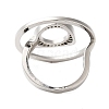 Ring Brass Micro Pave Clear Cubic Zirconia Open Cuff Rings for Women RJEW-A046-15P-3