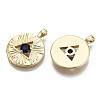 Brass Micro Pave Blue Cubic Zirconia Pendants X-KK-S356-218G-NF-2