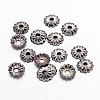 Black Iron Flower Bead Caps X-IFIN-D023-B-1