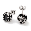 Halloween Skull 316 Surgical Stainless Steel Pave Black Cubic Zirconia Stud Earrings for Women Men EJEW-Z050-12AS-2