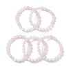 Natural Rose Quartz and Natural Dyed Lava Rock Stretch Bracelets BJEW-JB03798-05-4