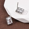 Brass Micro Pave Clear Cubic Zirconia Stud Earrings EJEW-C174-02D-P-3