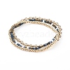 Glass & Brass Stretch Beaded Bracelets Sets BJEW-JB06147-1