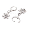 Christmas Snowflake Brass Micro Pave Clear Cubic Zirconia Hoop Earrings EJEW-JE06158-02-4