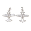 Brass Micro Pave Clear Cubic Zirconia Pendants KK-G549-18A-P-1