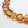 Full Rainbow Plated Crystal Glass Cube Beads Strands EGLA-F023-B08-1