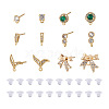 Fashewelry 12Pcs 6 Style Brass Micro Pave Cubic Zirconia Stud Earring Findings KK-FW0001-10-2