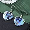 Platinum Tone Brass Natural Paua Shell Dangle Earrings EJEW-M091-01-1