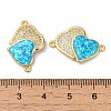 Rack Plating Brass Micro Pave Clear Cubic Zirconia Connector Charms KK-P268-20G-04-3