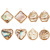 BENECREAT 8Pcs 4 Styles Natural Paua Shell Pendants SHEL-BC0001-022-1