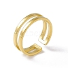 Ion Plating(IP) 304 Stainless Steel Double Line Open Cuff Ring for Women RJEW-E053-04G-1