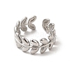 304 Stainless Steel Leafy Branch Open Cuff Ring for Women RJEW-P081-01P-2