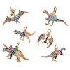 6Pcs 6 Style Rack Plating Brass Micro Pave Colorful Cubic Zirconia Pendants ZIRC-SZ0004-85-1