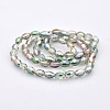 Half Rainbow Plated Glass Faceted Rice Beads Strands GLAA-A030A-HR01-2